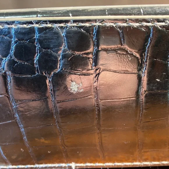 Michael Kors Metallic Silver Croc-Embossed Toiletry cosmetic Pouch - Picture 2 of 9